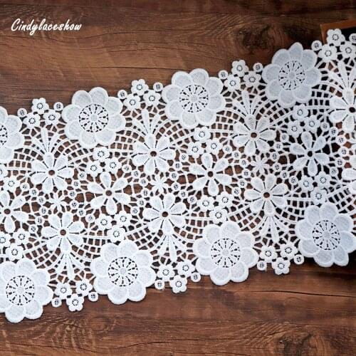1 Yard 21.5 cm Wide Lace Trim Ribbon Tape Dress Edge Floral Lace Trims Sewing Materials Curtains Home Textile Decor lace fabric