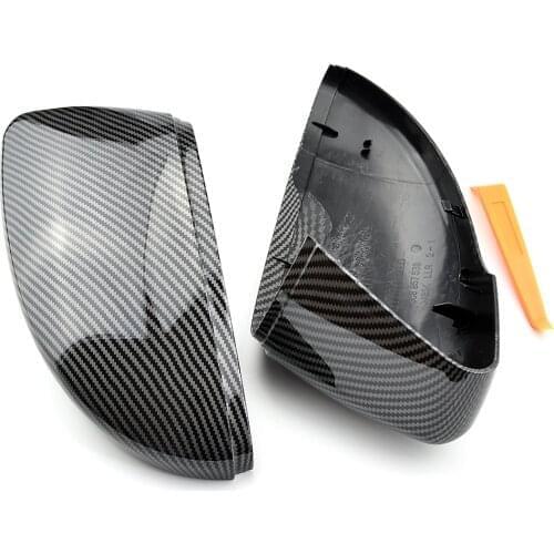 2 pieces Carbon Black Wing Door Rearview Mirror Cover For VW Passat B7 Scirocco Beetle CC Eos JETTA MK6