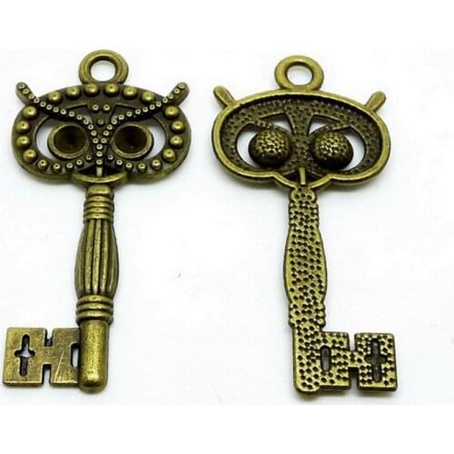 20pcs/lot Night Owl Head Key Charms 60x31mm Animal Pendant Charms for Jewelry Making Suppliers