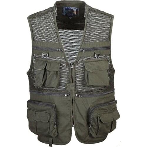 2020 New Fashion Mens Mesh Vest Wholesale Mens Multi-Pocket Large size Photography Vest Mens Camouflage Uniform Vest Size 3XL