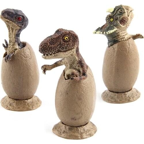3PCS Hatching Dinosaur Eggs Triceratops Tyrannosaurus Rex Baby Action Figures Dragon Zoo Park Model Collection Decor Dolls Toys