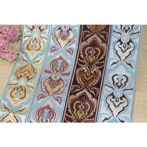 5yards/lot wide 6cm Woven Jacquard Ribbon classical flowers Geometric pattern for curtain and clothing accessory LS-1291