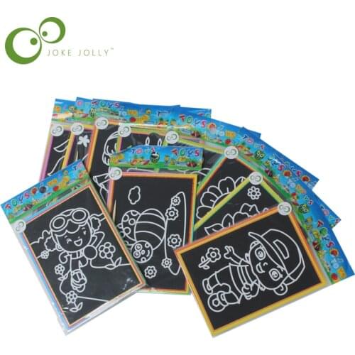6pcs Child Kids Magic Scratch Art Doodle Pad Painting Card Educational Game Toys Early Learning Drawing Toys ,1LOT=6 Designs S