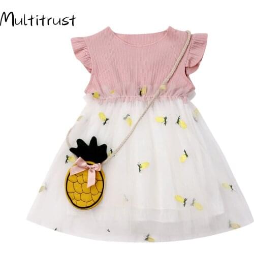 Multitrust 2020 Newest 2PCS Toddler Kids Baby Girl Summer Clothes Princess Adorable Tulle Tutu Dress Sundress Bag 1-3Years