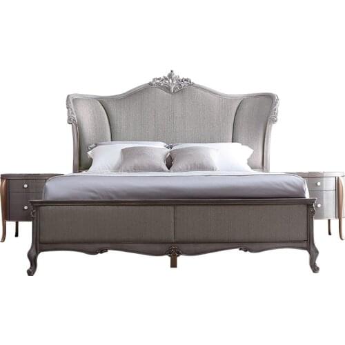 Modern American solid wood double bed bedroom light luxury European cloth soft bag big bed 1.8m furniture