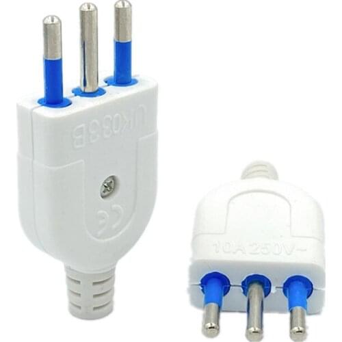 Italian standard 10A small Italian AC power plug male socket 3 round pin Converter Adaptor detachable Italy plug