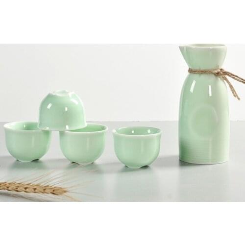Chinese ceramic liquor set yellow white rice wine distributor household wine pot small wine cup Japanese sake wineware