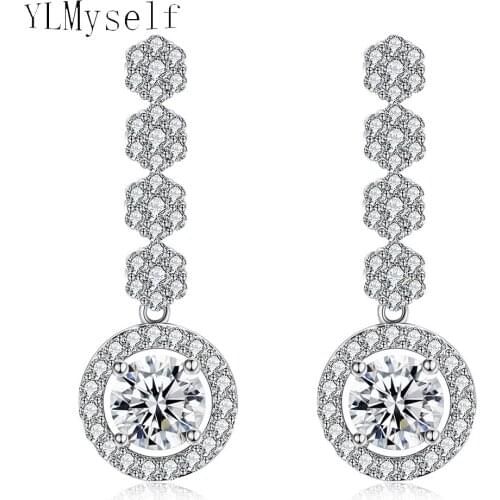 Beautiful Drop Earrings Pave Round Stones Zirconia Orecchini Jewelry Attractive Amazing Dangle Earr
