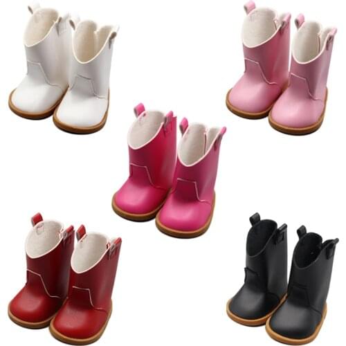 Doll Boots Shoes Pink Red White Black Shoes Fit for 43cm Height Girls Dolls 18 inch American Doll Born Baby Doll Accessories