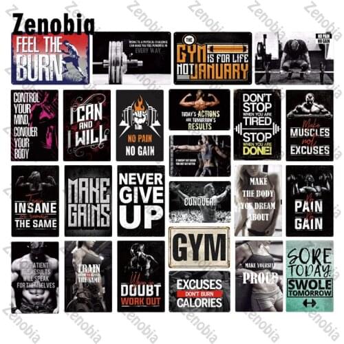 Gymnasium Decor Sign Metal Poster Plaque Metal Make Yourself Proud Fitness Shaping Wall Decor for Man Cave Gym Tin Sign Decor