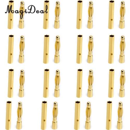 Set of 40Pcs Low Resistance 2mm Gold-Plated Banana Plug Motor Electronic Connector Male Female RC Parts