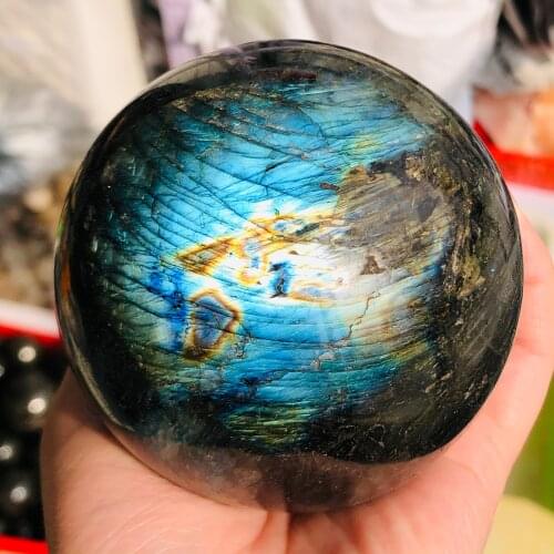 Natural Labradorite Crystal Orb Gemstone Sphere Ball Reiki Healing