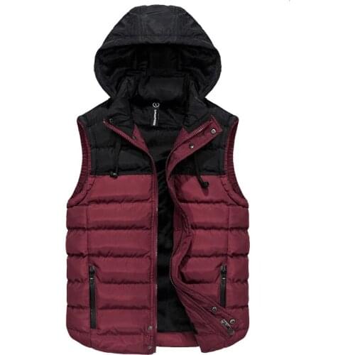 New Autumn Winter Vest Men Casual Slim Thick Sleeveless Jacket Hoodie Zipper Coats Male Warm Cotton-Padded Waistcoat Vest VT-241