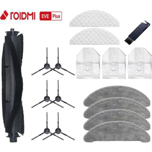 Disposable Wipes Main Brush Side Brush Dust Bags Mop Cloths Replacement Parts for Roidmi EVE Plus Robot Vacuum Cleaner