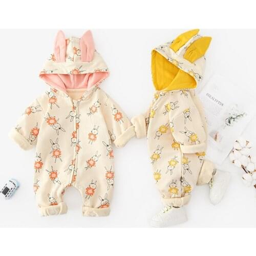 Autum Infont Clothes 3M-12M Baby Girl Romper Cotton New Baby Jumpsuits Cute Kids Hooded Rompers Cotton Flowers Print Romper