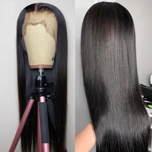Lace Front Wigs For Black Women Natural Color Daily Middle Part 20-30 inch Synthetic Long Straight Heat Resistant Fiber Hair Wig