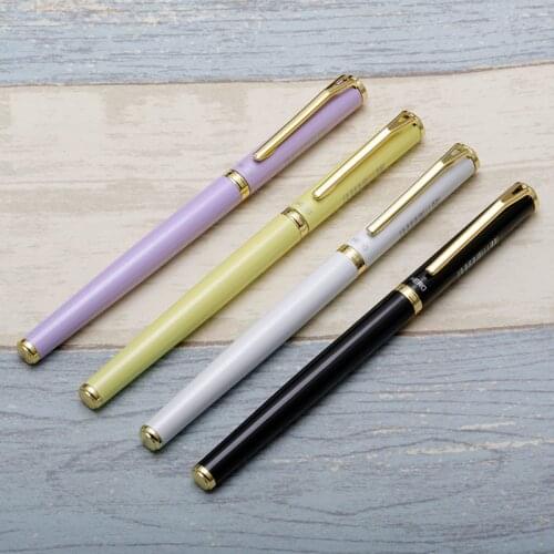 1pc/lot Gold Clip Fountain Pen 0.38mm Hooded Extra Fine Nib Student Practise Calligraphy Ink Pens Office School Supplies