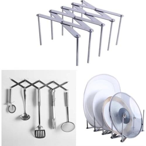 Adjustable Lengthened Storage Box Spoon Rack Storage Stainless Steel Rack Pot Cover Pot Rack Supplies Kitchen Gadgets