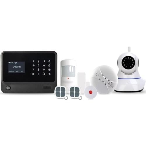 433MHz GSM wifi burglar alarm system home security wireless alarm system APP control IP cameras / smoke detector sensor
