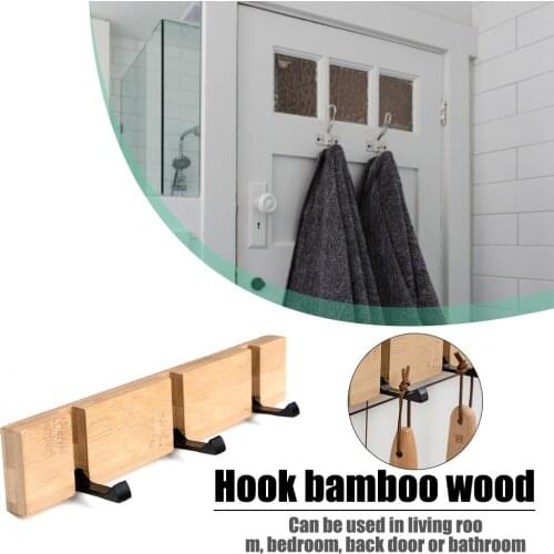 Foldable Coat Bamboo Rack Hook Foldable Wall Mounting Living Room Row Hide Hook Hanger Kitchen Decorative Wall Brack Hook