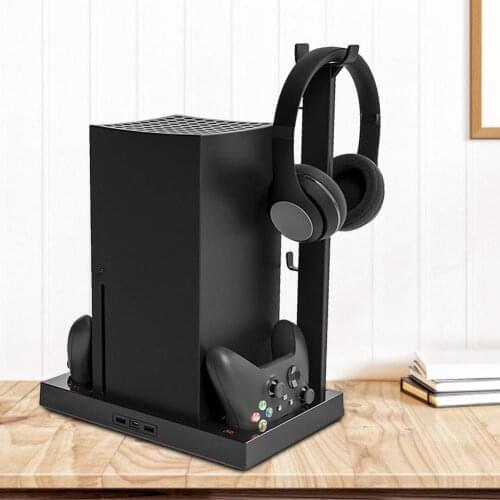 Vertical Charging Stand Headphone Gamepad Holder Adapter For Xbox SeriesX Dual Battery Handle Contact Seat Charger Drop Shipping