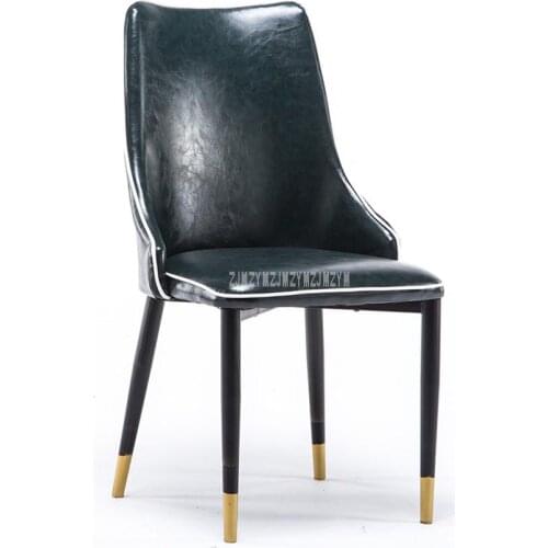 High Quality Modern Simple Oil Wax Leather Dining Chair For Dining Room Living Room Office Reception Chair Soft Seat Cushion