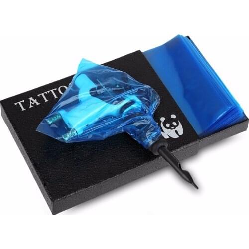 High-grade 200pcs Disposable Tattoo Gun Machine Sleeve Cover Bag Blue Plasic Machine Bag For Tattoo Machine Supply Free Shipping