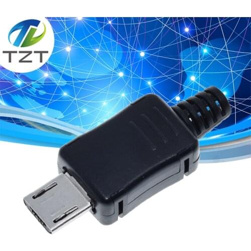 TZT High Quality 10PCS Micro USB Male Connector Male Micro USB Jack 2.0 5PIN Plug Socket With Plastic Cover For Kinds of DIY