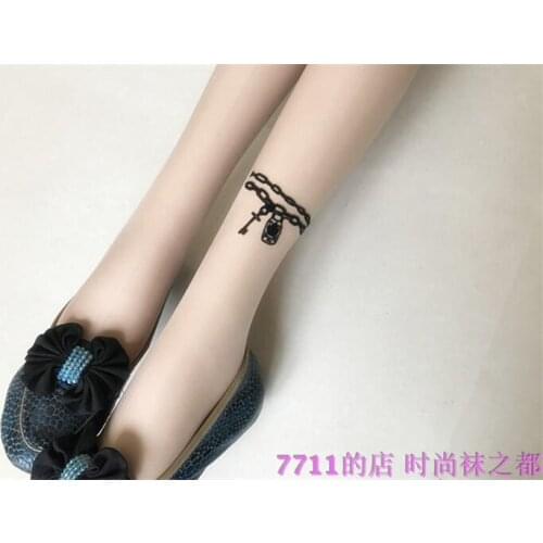 Women sexy Silk stockings super thin pantynose tattoo shade free shipping happiness lock