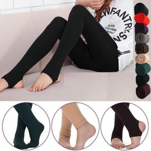 Women 5-Color Casual Tight-Fitting Bottoming Pantyhose Slim High-Waisted Foot/Single-Piece Brushed Bottoming Stockings