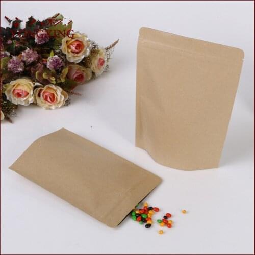 15*21+4cm 30pcs Kraft Paper Ziplock Bag For Gifts/tea/candy/jewelry/bread Packaging Paper Food Bag Diy Jewelry Packaging Display