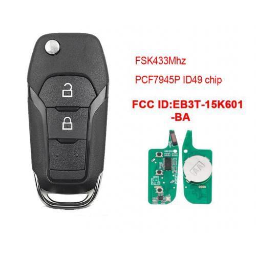 2 Buttons Remote Car Key For Ford Ranger F150 2015-2018 FSK433Mhz PCF7945P ID49 chip FCCID : EB3T-15K601-BA