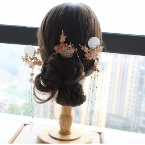 3pcs set shell hairpins sets antique hair stick step shake ancient tassel chinese wedding bridal headpiece