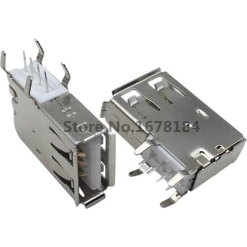 50pcs USB Type A Long Type Female Socket Connector Welding 90 Degrees Right Angle Pin DIP Plug Jack DIY Connectors
