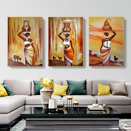 African Woman Art Posters and Prints Abstract African Girl Canvas Paintings on The Wall Art Pictures for Home Living Room Decor