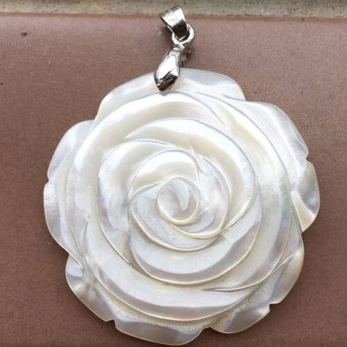 Free shipping Fashion Jewelry White Mother of Pearl Shell Flower Art Pendant Bead MC9208