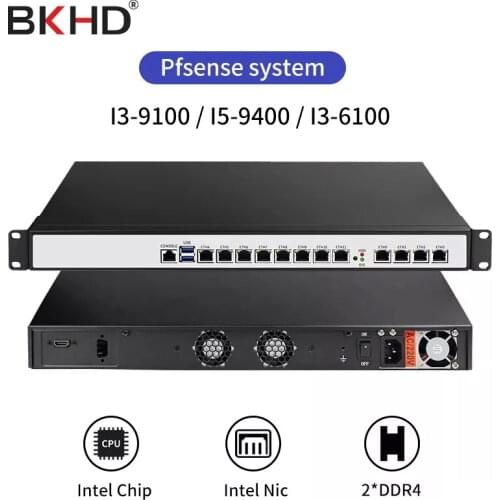 BKHD I3-9100/I5-9400/I7-9700 Network Server Computer Firewall Barebone Mini PC Pfsense Mikrotik ROS Openwrt ESXI Vmware 1U