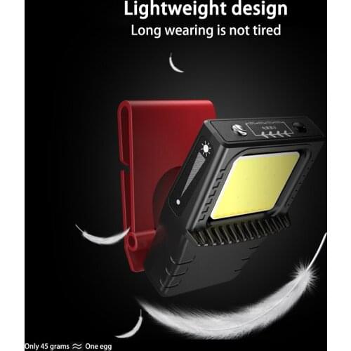 COB LED Clip-on Headlamp Adjustment Rechargeable Sensor Cap Hat Lamp Waterproof Headlight Torch Light Built-in Battery