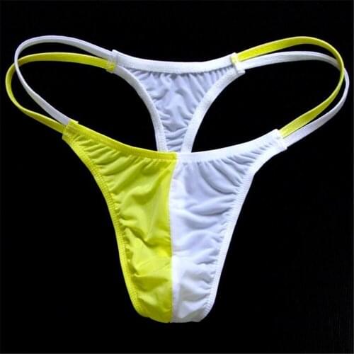 Constract Color Thong Bikini for Men Seamless Man Thong Panties Personality Enhance Penis Pouch Mens T-back Jocks Swimwear