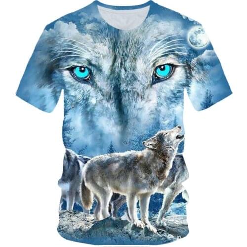Fashion Men Tops Wolf 3D Print T-Shirt Cool Funny T Shirt Short Sleeve Tops Tshirt Male Animal Printing T-shirt Male streetwear