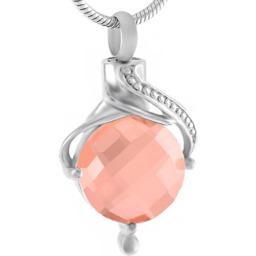 IJD9056 Womens Necklace Stainless Steel Crystal Keepsake Memorial Urn Pendant Cremation Jewelry Necklace for Human/Pet Ashes