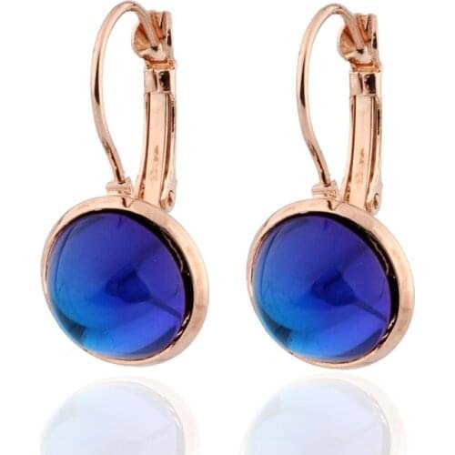 Irina New Design Colorful Round 585 Rose Gold Earrings For Womens Wedding Party Charm Fashion Personality pop Earrings Jewelry