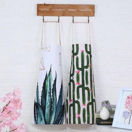 Cactus Succulent Plants apron Linen Convenient Waterproof Sleeveless Aprons For women Aprons barbecue cooking kitchen apron
