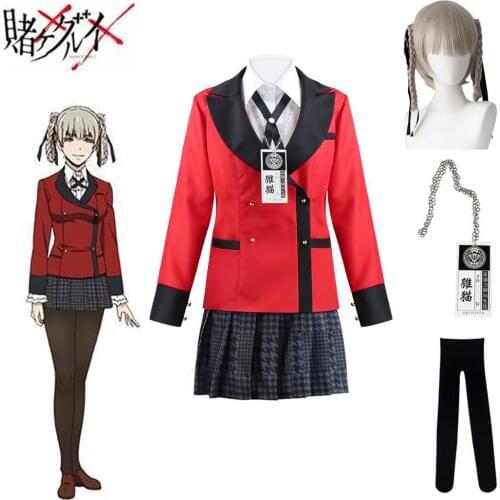 Anime Kakegurui Compulsive Gambler Momobami Kirari Cosplay Costume For Woman Girls School JK Uniform Wigs Halloween Party