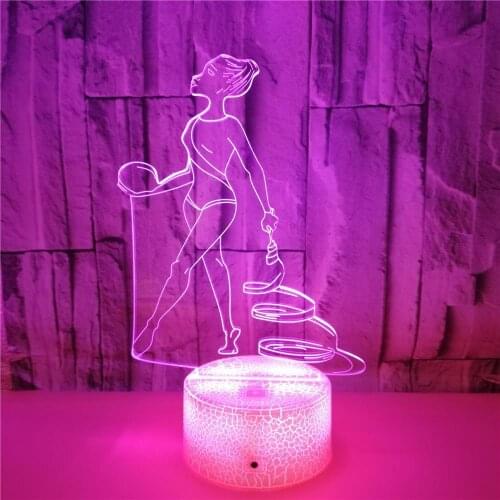 Creative Gift Gymnastics Figure 3d Night Light Custom Colorful Usb Visual Touch Desk Lamp Bed Room Light Decoration