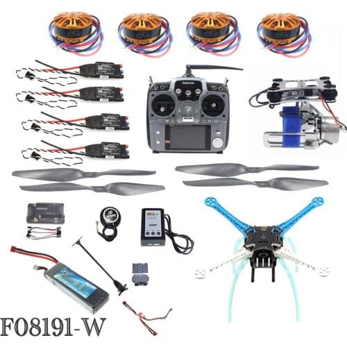 JMT DIY Unassembly 2.4G 10ch RC Quadcopter Drone 500mm S500-PCB APM2.8 M8N GPS 2-Axle Gimbal RTF Full Kit Motor ESC F08191-W