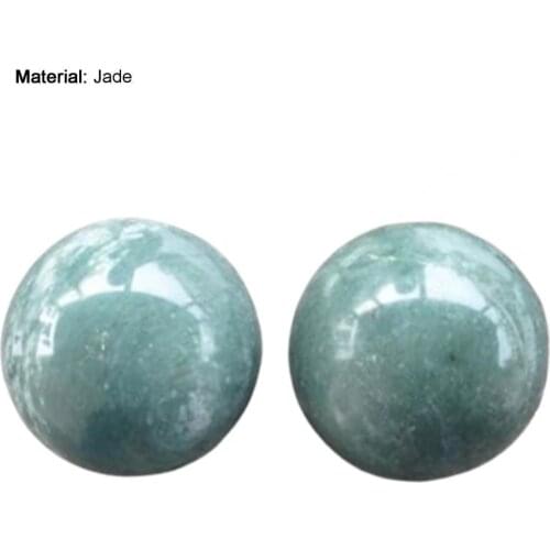 2Pcs/Pair Baoding Handball Smooth Surface Relieve Stress Lushan Jade Stone Green Natural Fitness Handball for Finger