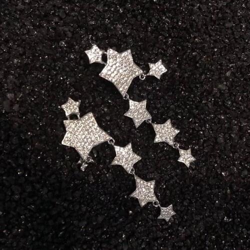Luxury Crystal Star Drop Earrings Women Jewelry Bright S925 Sterling Earring For Girl Lady Accessories Trendy Silver Ear Bijou
