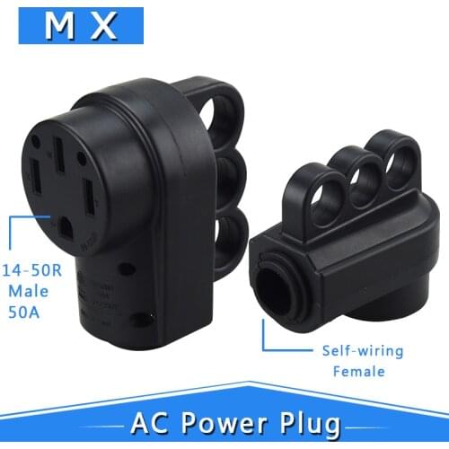 [Nema 14-50R] 50 Amp Heavy Duty RV EV Replacement Connector, Nema 14-50R Female, 50AMP Replacement Power Mount Plug