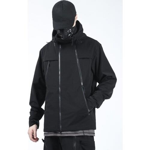 SILENSTORM Techwear Mens Black Softshell Jacket Hip Hop Style Punk Streetwear